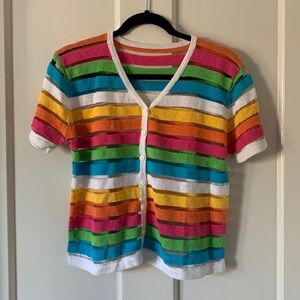 Vintage button down rainbow knit